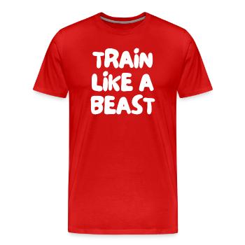 Trainiere wie ein Tier - Männer Premium Bio T-Shirt - Rot - Vorne - Damien (186cm)