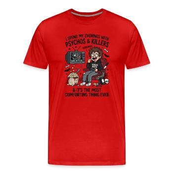 Psychos and killers movie humor - Men's Premium Organic T-Shirt - red - Front - Damien (186cm)