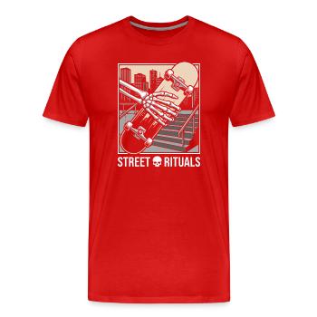 Skater Street Rituals Shirt, Hoodie, Bag und Cap - Männer Premium Bio T-Shirt - Rot - Vorne - Damien (186cm)