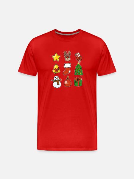 Christmas Symbols Sticker Set Advent Christmas - Men's Premium Organic T-Shirt - red