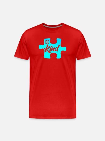 Be Kind Puzzle Motif - Men's Premium Organic T-Shirt - red