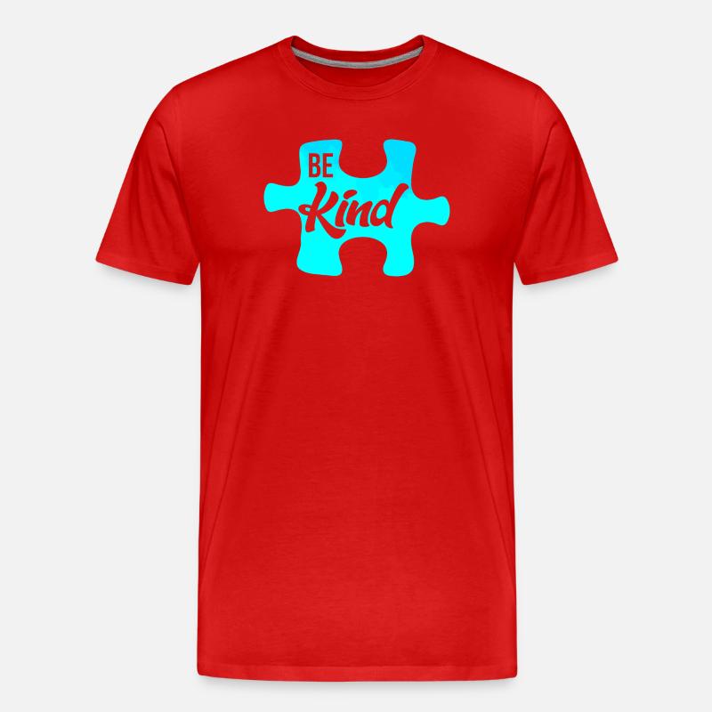 Be Kind Puzzle Motiv - Männer Premium Bio T-Shirt - Rot