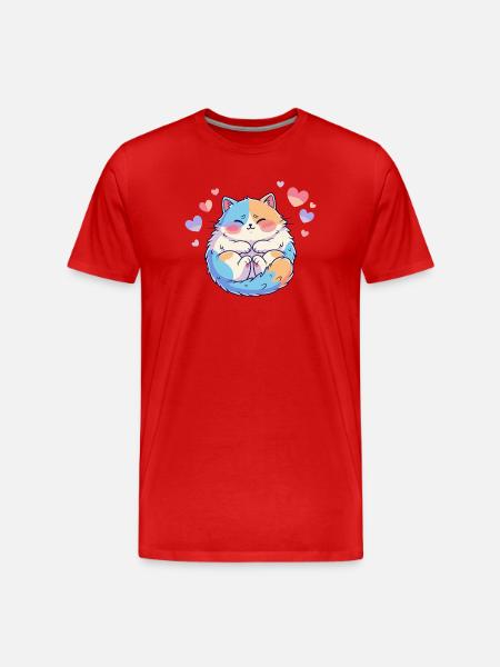 Pastellkätzchen Kuschelherz - Männer Premium Bio T-Shirt - Rot