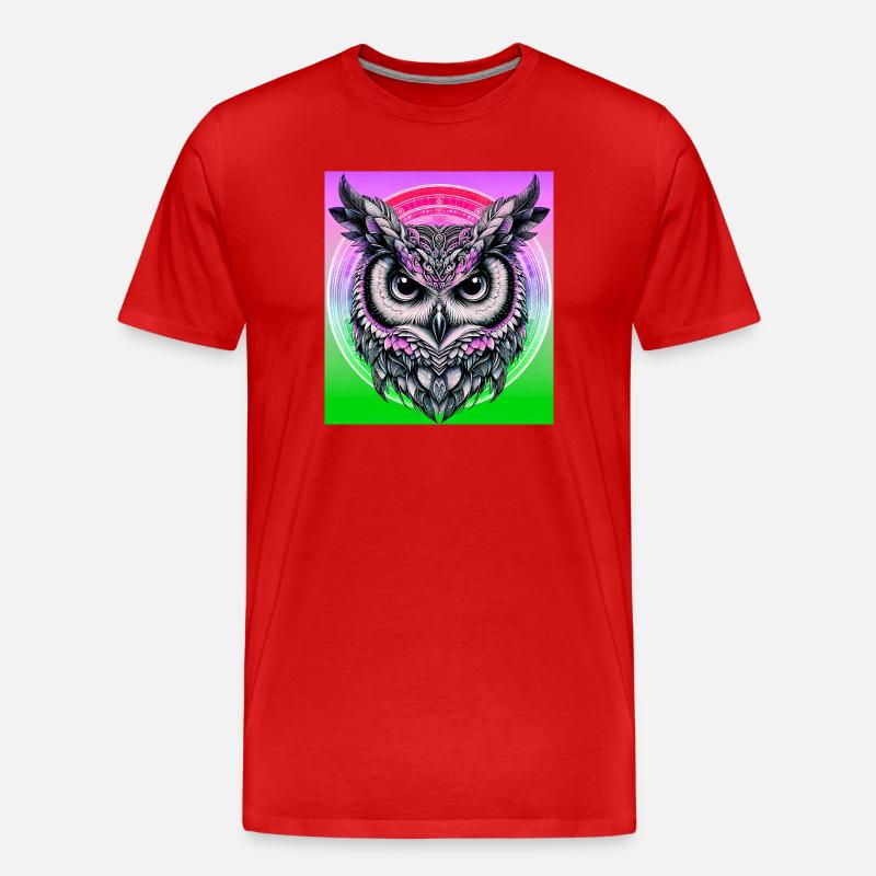 Eule - Männer Premium Bio T-Shirt - Rot
