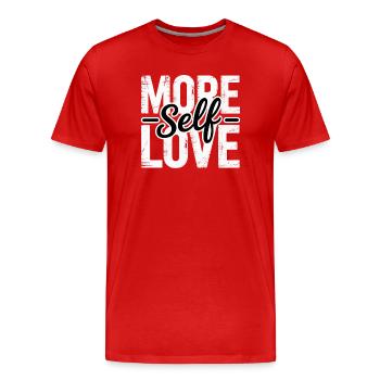 Plus d’amour Amour Amour de soi Typographie - T-shirt bio Premium Homme - rouge - Devant - Damien (186cm)