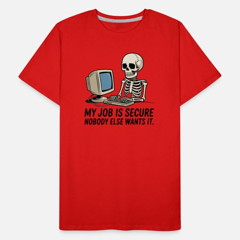 Squelette sur la sécurité au travail informatique PC T-shirt bio Premium Homme