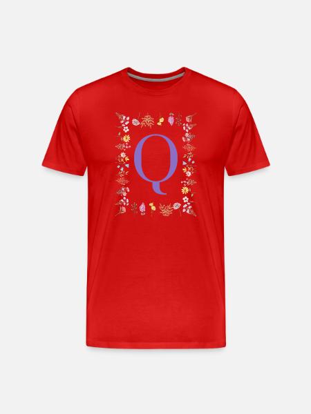Monogramm "Q", florale Initialen - Männer Premium Bio T-Shirt - Rot
