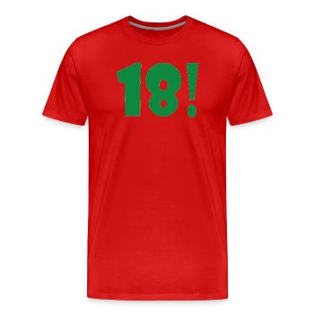 Green 18! Exclusive printing - Men's Premium Organic T-Shirt - red - Front - Damien (186cm)