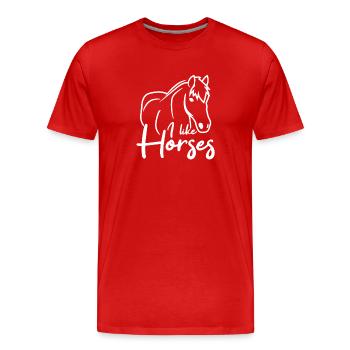 Ich mag Pferde - Männer Premium Bio T-Shirt - Rot - Vorne - Damien (186cm)
