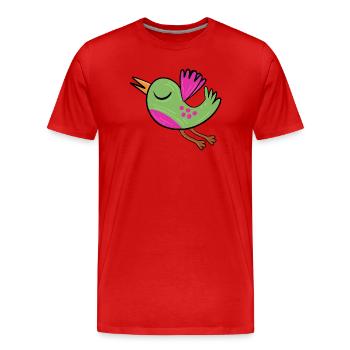 Kleiner Grüner Vogel - Männer Premium Bio T-Shirt - Rot - Vorne - Damien (186cm)