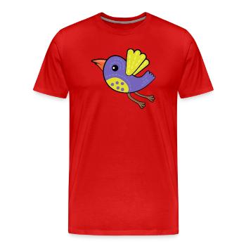 Kleiner Lila Vogel - Männer Premium Bio T-Shirt - Rot - Vorne - Damien (186cm)