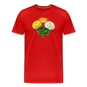 Chrysanthemum Trio Bouquet - Men's Premium Organic T-Shirt - red - Front - Damien (186cm)
