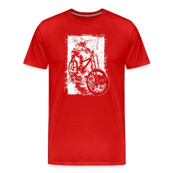 BMX VTT Descente Grunge Silhouette Grunge - T-shirt bio Premium Homme - rouge - Devant - Damien (186cm)