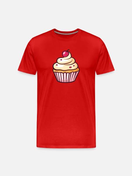 Pastel Cupcake Cherry Kiss - Men's Premium Organic T-Shirt - red