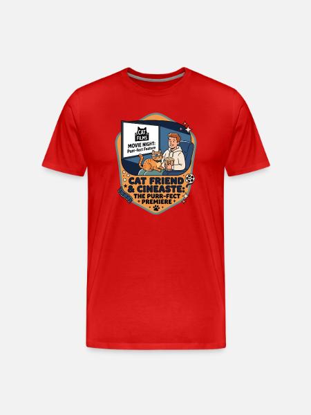 Cat Friend Cineaste Humor - Men's Premium Organic T-Shirt - red