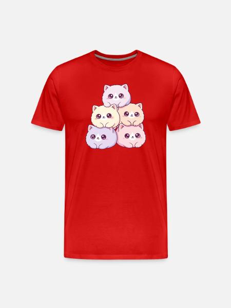 Pastel cats bunch cuddly happy - Men's Premium Organic T-Shirt - red