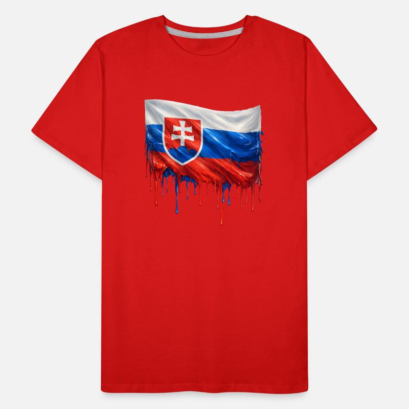 Drapeau Slovaquie Éclaboussures de couleur T-shirt bio Premium Homme