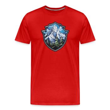 Mountains - Men's Premium Organic T-Shirt - red - Front - Damien (186cm)