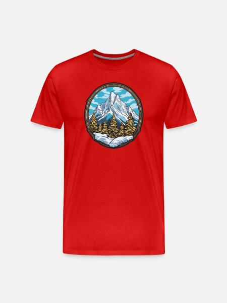 Alpine Bergpanorama Badge - Männer Premium Bio T-Shirt - Rot