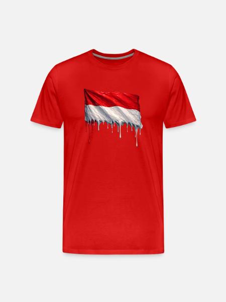 Indonesiens flagga droppkonst - Organic T-shirt Ekologisk premium-T-shirt herr - röd