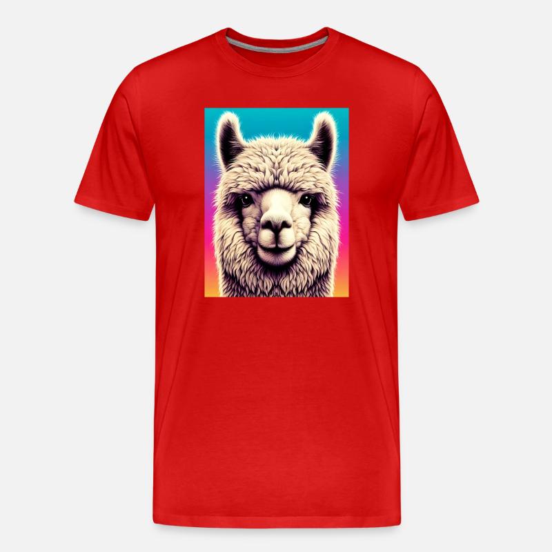 Alpaka - Männer Premium Bio T-Shirt - Rot