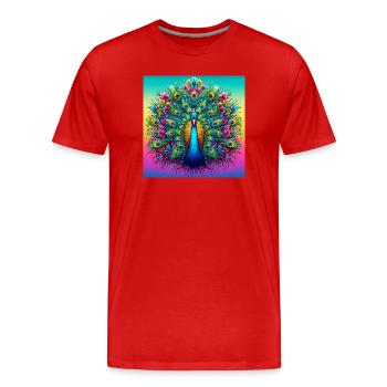peacock - Men's Premium Organic T-Shirt - red - Front - Damien (186cm)