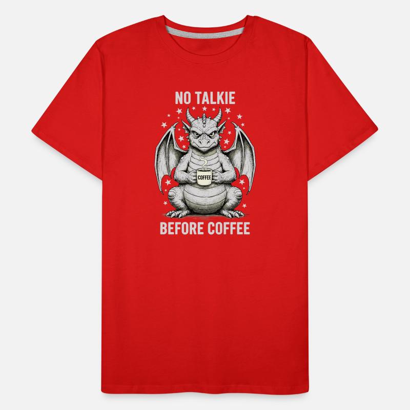 Pas de conversation avant Dragon Amoureux du Café T-shirt bio Premium Homme