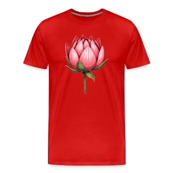 Sugar Bushes Protea Flower - Men's Premium Organic T-Shirt - red - Front - Damien (186cm)