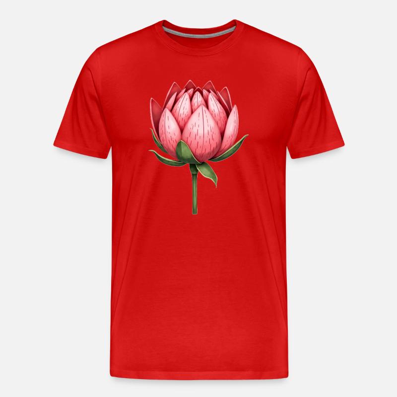 Zuckerbüsche Protea Blume - Männer Premium Bio T-Shirt - Rot