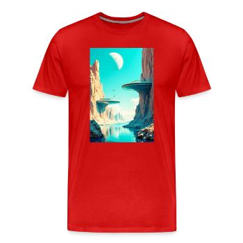 Die Menschheit findet endlich ihr neues Zuhause im Weltraum - Männer Premium Bio T-Shirt - Rot - Vorne - Damien (186cm)