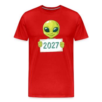 Alien vert sympathique - T-shirt bio Premium Homme - rouge - Devant - Damien (186cm)