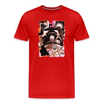 Affe Autofahrer Blitzer - Männer Premium Bio T-Shirt - Rot - Vorne - Damien (186cm)