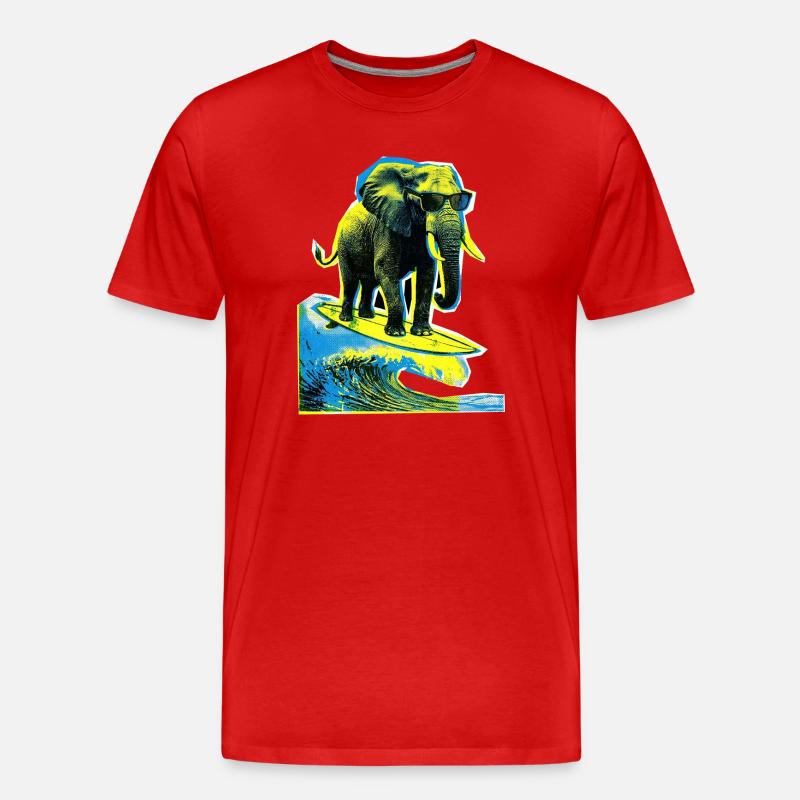 Elefant Surfer - Männer Premium Bio T-Shirt - Rot