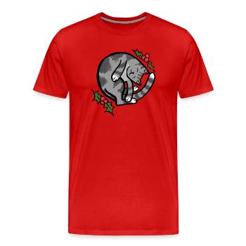 Gemütliche Schlafkatze mit Holly - Männer Premium Bio T-Shirt - Rot - Vorne - Damien (186cm)