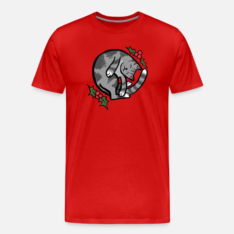 Gemütliche Schlafkatze mit Holly - Männer Premium Bio T-Shirt - Rot