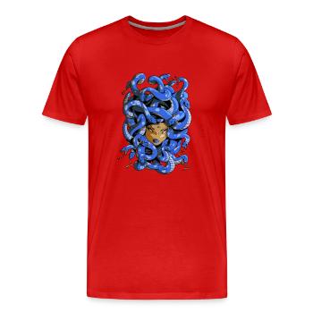 Haarige Medusa - Männer Premium Bio T-Shirt - Rot - Vorne - Damien (186cm)