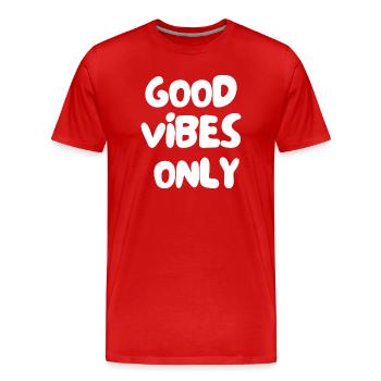 positive Energie - Männer Premium Bio T-Shirt - Rot - Vorne - Damien (186cm)