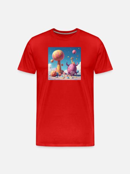 Pastel Planet Friends - Men's Premium Organic T-Shirt - red