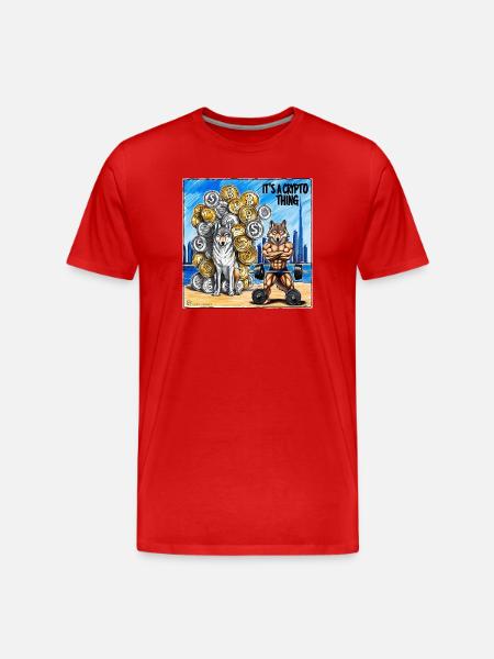 Crypto Power Animal Dog and Wolf - Men's Premium Organic T-Shirt - red