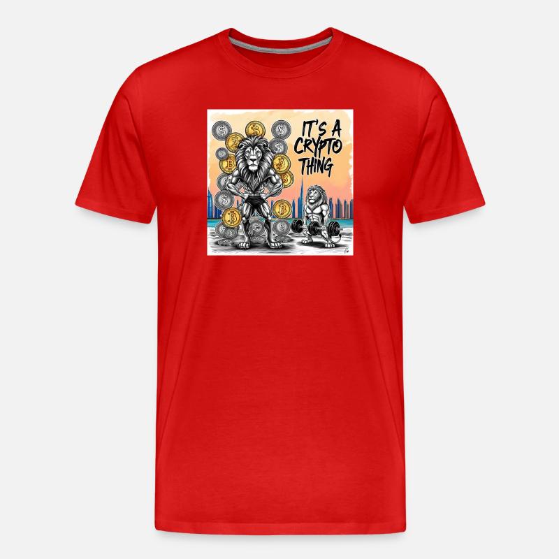Krypto Löwen Muskelheld - Männer Premium Bio T-Shirt - Rot