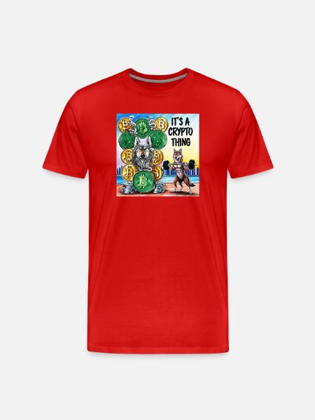 Crypto Wolf and Fox Power - Men's Premium Organic T-Shirt - red