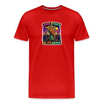 Zombie slice of pizza at the grave - Men's Premium Organic T-Shirt - red - Front - Damien (186cm)