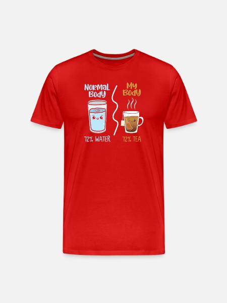 Water vs Tea Kawaii Drink Duel - Men's Premium Organic T-Shirt - red