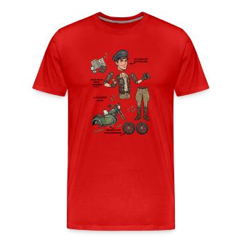 Poupée en papier Aventurière Robuste - T-shirt bio Premium Homme - rouge - Devant - Damien (186cm)