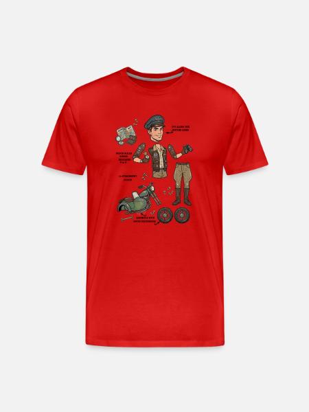 Rugged Adventurer Paper Doll - Männer Premium Bio T-Shirt - Rot