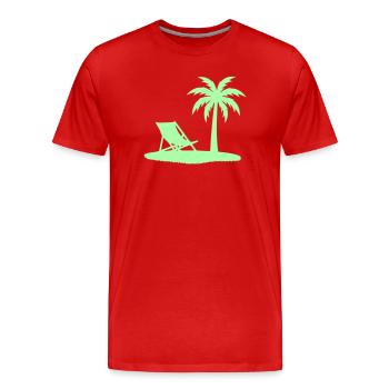Palm Tree Deck Chair Beach Vector - Men's Premium Organic T-Shirt - red - Front - Damien (186cm)