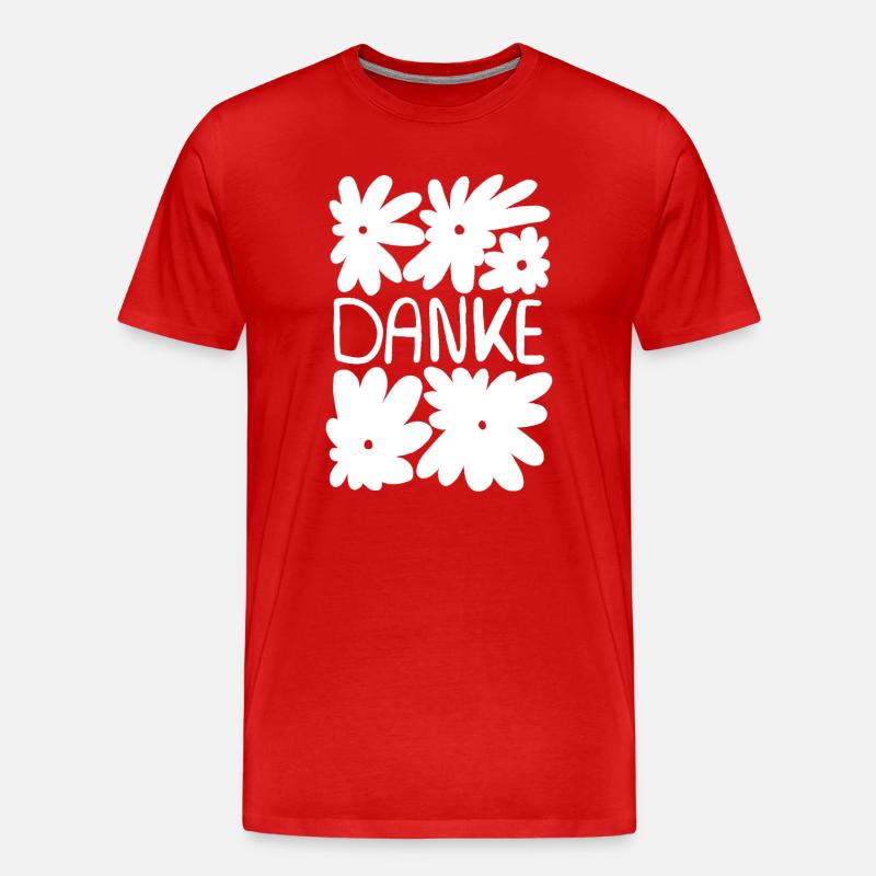 Danke - weiße Blumen - Männer Premium Bio T-Shirt - Rot