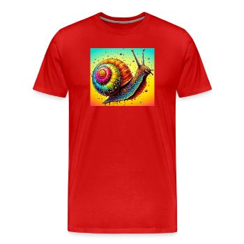 Schnecke - Männer Premium Bio T-Shirt - Rot - Vorne - Damien (186cm)