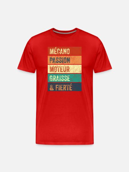 Mécano Passion Moteur - T-shirt bio Premium Homme - rouge