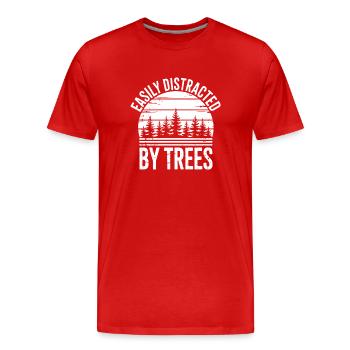 Arbres, Arbres, Arbres, Drôles d’Arbres, Cadeau - T-shirt bio Premium Homme - rouge - Devant - Damien (186cm)